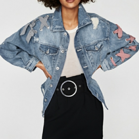 Zara denim jacket with bows - Picture 2 of 12